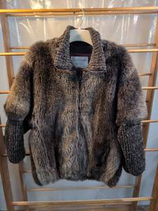 Gloria Vanderbilt Faux Fur Jacket with Knit Sleeves Size 8