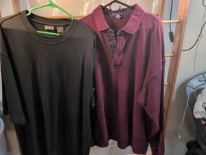 lot 69 image: Mens Shirts Bundle AXIST 2XT Black Tee & GANT XXL Burgundy Polo Sweater