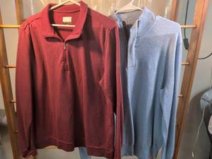 lot 77 image: Greg Norman & Southern Tide Mens Quarter-Zip Pullover Sweaters - Lot of 2 Size M