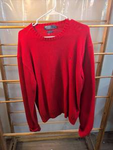 lot 85 image: Polo by Ralph Lauren Red Cotton Knit Crewneck Sweater