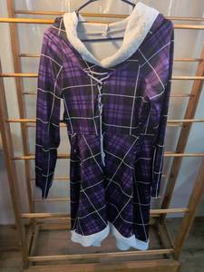lot 102 image: Purple Plaid Hooded Mini Dress with Sherpa Trim XXL