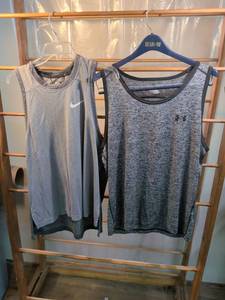 lot 115 image: Nike Dri-Fit & Under Armour HeatGear Mens Athletic Tank Tops - Size Large (Set of 2)
