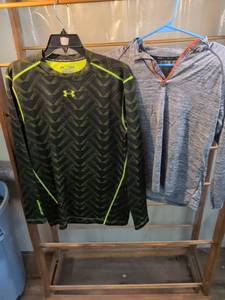 lot 116 image: Under Armour ColdGear Compression Long Sleeve Shirt & Russell Athletic Quarter-Zip Pullover Bundle