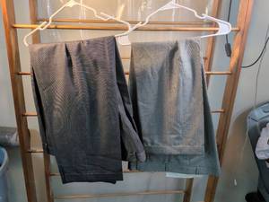 lot 123 image: Mens Dress Trousers Lot of 2 - Charcoal & Glen Plaid Cuffed Pants Size 46