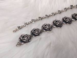 lot 4505 image: Silver-Tone Bracelets with Rose and Heart Details - 2 ct
