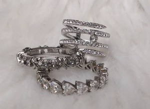 lot 4514 image: Costume Crystal Ring Set with Spiral Stacking Bands -3 ct