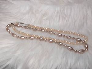 lot 4532 image: Faux Pearl Necklaces Oval and Round Beads - 2 ct