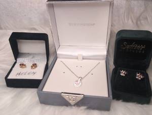 lot 4534 image: Jewelry Lot Worthington Necklace, Butterfly Earrings, and Stone Stud Earrings