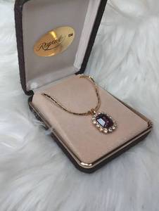 lot 4535 image: Royale Pendant Necklace with Dark Stone and Clear Rhinestones