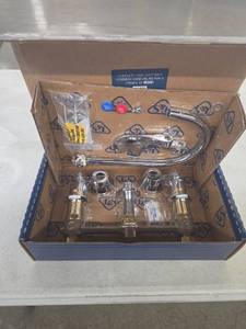 lot 195 image: Chrome Bathroom Faucet Set with Handles and Accessories