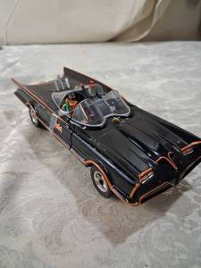lot 95 image: Batman Classic TV Series Batmobile Die-Cast Model Car with Robin Figure
