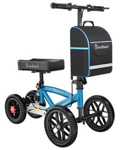 lot 4078 image: BlessReach Knee Scooter, All Terrain Foldable Knee Scooter Walker, Disc Brake Knee Walker for Foot Injuries Compact Crutches Alternative - Retail $160