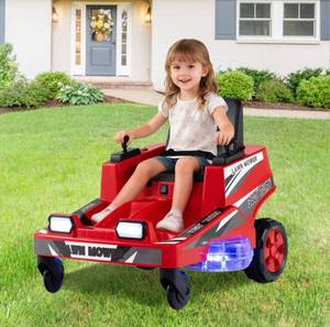 lot 4084 image: Red Ride-On Lawn Mower for Children, 24.5 x 28.5 x 21.5, 77 lbs Capacity - Retail $160