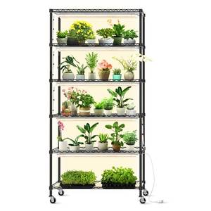 lot 4086 image: Bstrip DIY Plant Shelf with Grow Light, Grow Light Shelf with Adjustable Rack and Wheels, Plant Stand, 8-Pack 192W T8 Full Spectrum Lamps, ideal for Seed Starting, Seed Tray, 29.5L x 13.8W x70.9H - Retail $209