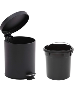 lot 30198 image: Modful 1.3 Gallon  5 Liter, Steel Step Trash Can with Removable Inner Bucket - White - Retail $0