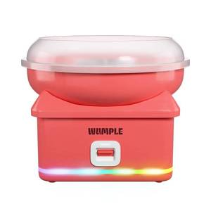 lot 30199 image: Wumple Kids Cotton Candy Machine with LED Lights - Quick Heat-Up Electric Maker with Lidded Bowl for Parties, & Home - Red - Retail $55