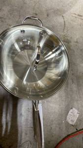 lot 31194 image: cuisinart chefs classic stainless cookware 14 stir-fry pan w helper and cover  - Retail $0