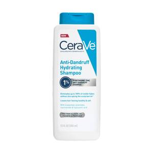 lot 3809 image: CeraVe Hydrating Anti Dandruff Shampoo, 1% Pyrithione Zinc Dandruff Treatment With Ceramides, Niacinamide & Hyaluronic Acid, Helps Eliminate Flakes & Provides Itchy Scalp Relief, Sulfate Free, 12 Oz - Retail $10
