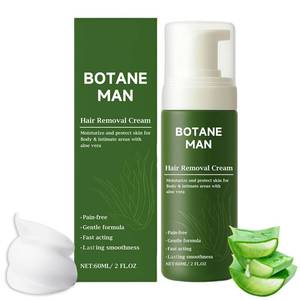 lot 3818 image: Botane Hair Removal Cream for Men, Natural Aloe Vera Quick Gentle Fast-Acting Hair Remover Mousse, Moisturizing Nourishing Non-sticky for Face Body & Intimate (1) - Retail $10