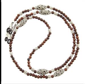 lot 3819 image: Beaded Eyeglass Chain 27.5 inch 70cm Brown Ornate&nbsp