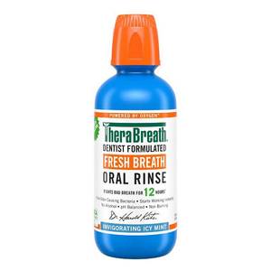 lot 3836 image: TheraBreath Fresh Breath Alcohol-Free Mouthwash  Mouth Rinse for Adults  Icy Mint  16 fl oz