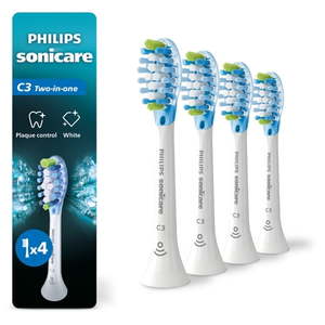 lot 3838 image: Philips Sonicare C3 Two-In-One - Genuine Replacement Electric Toothbrush Heads  White  4 Pack One Year Supply  HX904465 - Retail $34