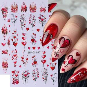 lot 3861 image: 2 packs Valentines Day Nail Art Sticker Decals 6PCS Red Heart Flower Nail Stickers 3D Self-Adhesive Nail Decals Love Tree Branch Rose Valentine Nail Supplies Cute Flower Heart Nail Decoration for Women Girls - Retail $8