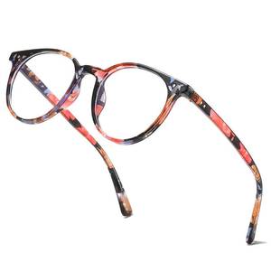 lot 3876 image: aisswzber Small Round Plastic Blue Light Blocking Glasses 2615B-Flower - Retail $9