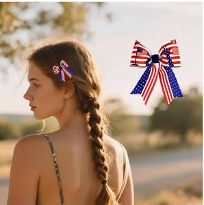lot 3897 image: 4th of July Small Hair Clip for Women Girl Red White Blue Hair Barrettes Hair Accessories for 250th Independence Day Mini Cute Bow Hair Clips - Retail $6
