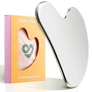 lot 3901 image: Skin Love Rituals Stainless Steel Gua Sha Tool - Guasha Tool for Face - 3mm Thick Face Sculpting & Lifting Tool for Radiant Skin - Gua Sha Facial Tool - Durable Metal Guasha Tool for Fine Lines - Retail $20
