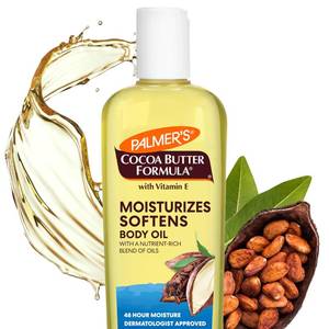 lot 3915 image: Palmers Cocoa Butter Moisturizing Body Oil with Vitamin E, Radiant Looking Glow and Skin Hydration, Instant Absorption, Bath, Body and Shower, 8.5 Ounces - Retail $7