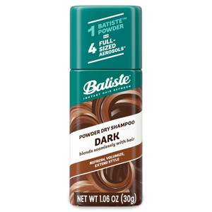 lot 3931 image: Batiste Powder Dry Shampoo, Oil-Absorbing, Non-Aerosol, Blends Seamlessly for Dark Hair, Instant Hair Refresh, TSA Compliant (1.06 oz) - Retail $13