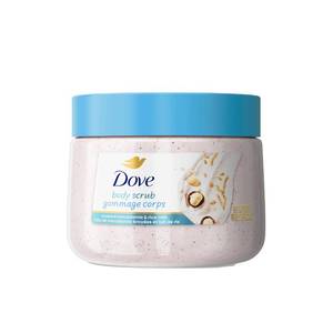 lot 3959 image: Dove Scrub Macadamia Rice Milk Body Scrub Exfoliates and Deeply Nourishes for Smooth, Radiant Skin 15 oz - Retail $8