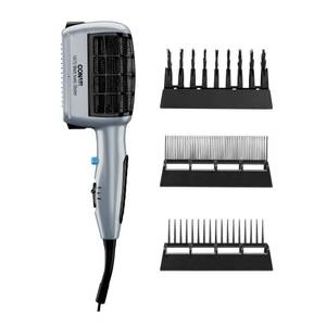 lot 3990 image: Conair 3-in-1 Styling Hair Dryer, 1875W Blow Dryer with 3 Styling Attachments to Detangle, Straighten, and Volumize, Ionic Technology, Dual Voltage - Retail $32