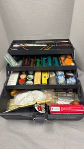 lot 69 image: Tackle box with gun cleaning supplies