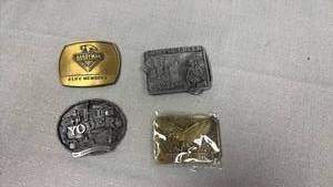 lot 116 image: Brass and pewter belt buckles
