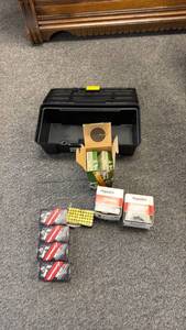 lot 134 image: Plastic toolbox with ammo (closed boxes are full boxes)