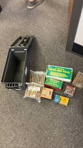lot 141 image: Plastic ammo can with ammo (closed boxes are full boxes)