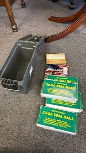 lot 143 image: Plastic ammo can with ammo (closed boxes are full boxes)
