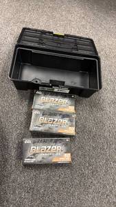lot 145 image: Plastic toolbox with ammo (closed boxes are full boxes)
