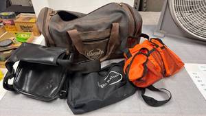 lot 182 image: Leather duffel bag and more