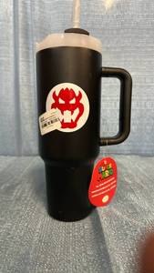 lot 2037 image: Super Mario Bowser 40oz Stainless Steel Tumbler with Handle and Straw