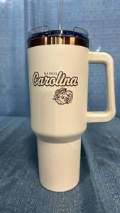 lot 2042 image: UNC Tar Heels Carolina 40oz Vacuum Insulated Tumbler with Handle and Straw