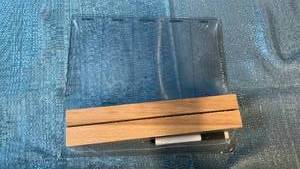 lot 2160 image: Acrylic Weekly Desk Planner with Wood Stand and Dry Erase Marker