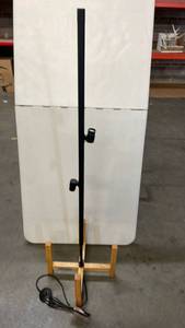 lot 2184 image: 54 Floor Lamp. Black with Wooden Base.