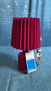lot 8002 image: Room Essentials Mini Table Lamp with Pleated Shade in Magenta Pink
