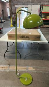lot 8015 image: Green Dome Floor Lamp with Arched Gooseneck