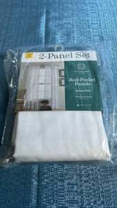 lot 8039 image: JCPenney Home Expressions Jacqueline Rod-Pocket Curtain Panels 2-Panel Set White 59x84