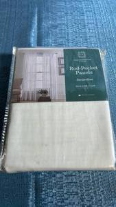 lot 8040 image: JCPenney Home Expressions Jacqueline Rod-Pocket Curtain Panels 118x108 Ivory