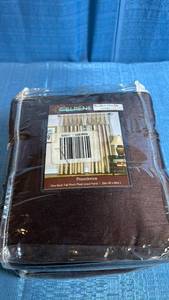 lot 8048 image: Elrene Home Fashions Providence Back Tab Pinch Pleat Lined Curtain Panels in Chocolate - Set of 2
